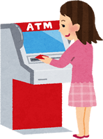 ATMを使う人のイラスト